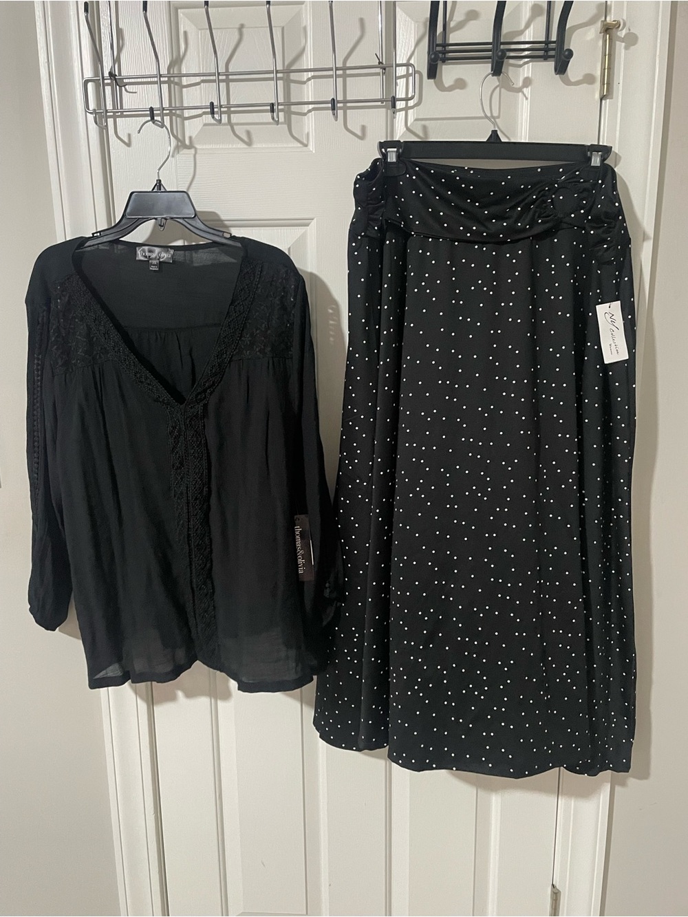 Black Polka Dot Maxi 3x Elegant Women's Skirt nwt Thomas & Olivia 3x top nwt